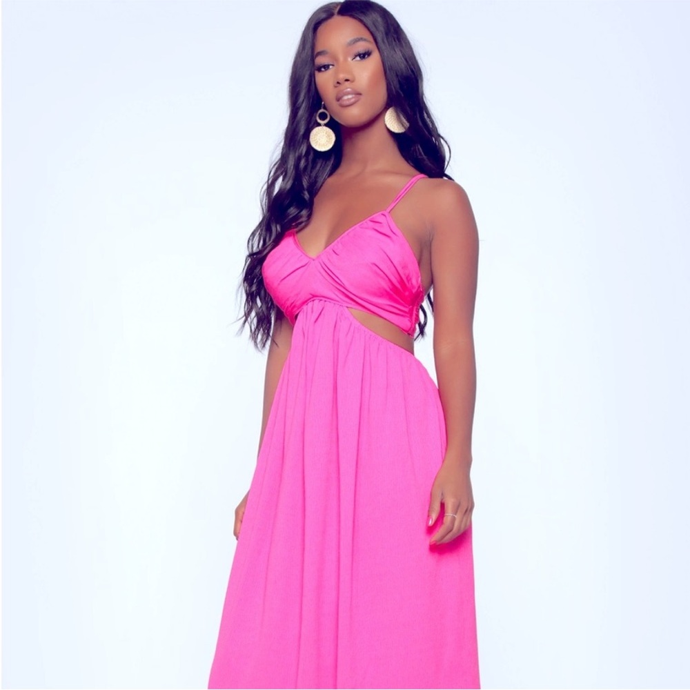 Fashion Nova hot pink cut out maxi dress Women’s M